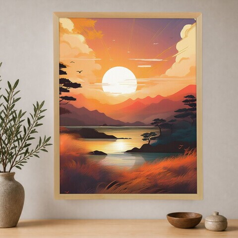 Tablou decorativ, Cc-D-Ah-1002 70 x 95, Canvas, Cadru: 100% LEMN (Grosime: 18 mm), Multicolor