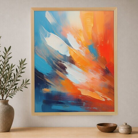 Tablou decorativ, Cc-D-Ah-1004 70 x 95, Canvas, Cadru: 100% LEMN (Grosime: 18 mm), Multicolor