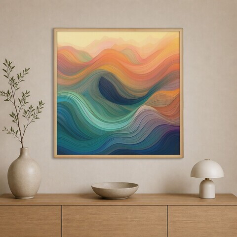 Tablou decorativ, Cc-K-Ah-1000, Canvas, Cadru: 100% LEMN (Grosime: 18 mm), Multicolor