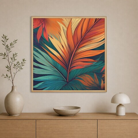 Tablou decorativ, Cc-K-Ah-1002, Canvas, Cadru: 100% LEMN (Grosime: 18 mm), Multicolor