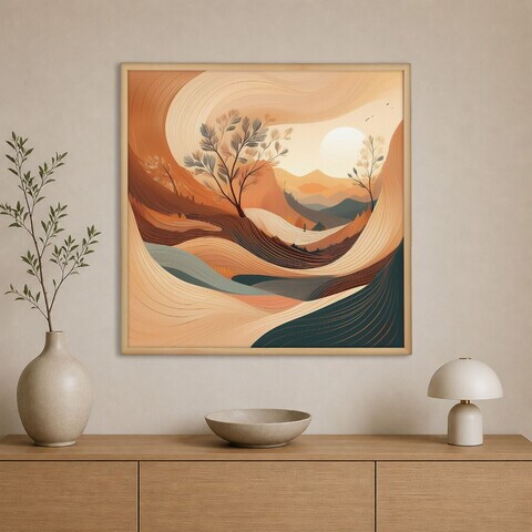 Tablou decorativ, Cc-K-Ah-1006, Canvas, Cadru: 100% LEMN (Grosime: 18 mm), Multicolor