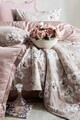 Lenjerie de pat dubla, L'essentiel Maison, Romantica, Bumbac Satinat, Pudră / Alb / Maro