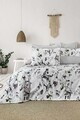 Lenjerie de pat dubla, L'essentiel Maison, Ruma, Bumbac Satinat, Alb / Verde / Gri închis