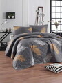 Set cuvertura dubla 3 piese, L'essentiel Maison, Olivia, BUMBAC RANFORSAT, Aur / Gri