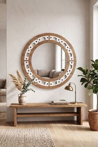 Oglinda decorativa, Hanah Home, Artmtkwll7, MDF, Wenge