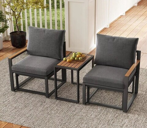 Set mobilier de gradina, Hanah Home, Multilounge Garden, Metal, Gri