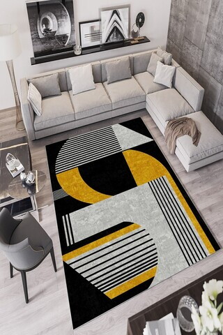 Covor, W707, 140x220 cm, Poliester, Negru