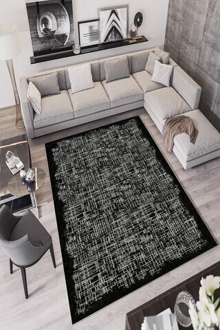 Covor, W757, 160x230 cm, Poliester, Negru