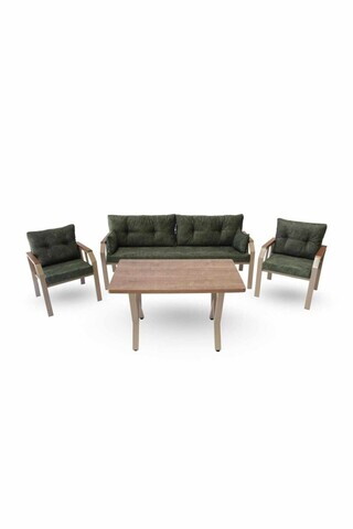 Set mobilier de gradina, Hanah Home, 3+1+1, Metal, Verde