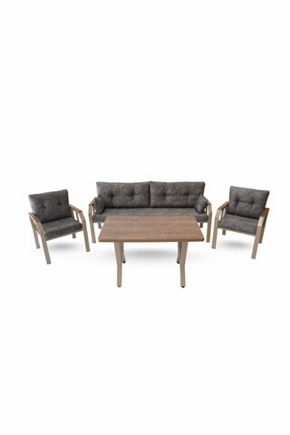 Set mobilier de gradina, Hanah Home, 3+1+1, Metal, Gri