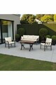 Set mobilier de gradina, Hanah Home, Nergiz 3+1+1, Metal, Bej