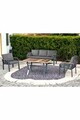 Set mobilier de gradina, Hanah Home, Nergiz 3+1+1, Metal, Gri inchis