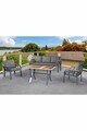 Set mobilier de gradina, Hanah Home, Nergiz 3+1+1, Metal, Gri inchis