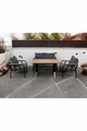Set mobilier de gradina, Hanah Home, Nergiz 2+1+1, Metal, Albastru inchis