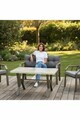 Set mobilier de gradina, Hanah Home, Nergiz 2+1+1, Metal, Negru / Alb / Auriu