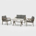 Set mobilier de gradina, Hanah Home, Nergiz 2+1+1, Metal, Negru / Alb / Auriu