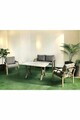 Set mobilier de gradina, Hanah Home, Nergiz 2+1+1, Metal, Miere / Gri