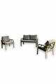 Set mobilier de gradina, Hanah Home, Nergiz 2+1+1, Metal, Miere / Gri