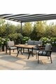 Set mobilier de gradina, Hanah Home, Nergiz 2+1+1, Metal, Gri