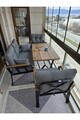Set mobilier de gradina, Hanah Home, Nergiz 2+1+1, Metal, Alb/Negru