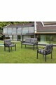 Set mobilier de gradina, Hanah Home, Nergiz 2+1+1, Metal, Gri