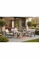 Set mobilier de gradina, Hanah Home, Nergiz 2+1+1, Metal, Crem/Negru