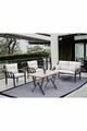 Set mobilier de gradina, Hanah Home, Nergiz 2+1+1, Metal, Crem/Negru