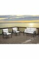 Set mobilier de gradina, Hanah Home, Nergiz 2+1+1, Metal, Crem/Negru