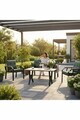 Set mobilier de gradina, Hanah Home, Nergiz 2+1+1, Metal, Verde/Negru