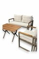 Set mobilier de gradina, Hanah Home, Fatsa 2+1+1, Metal, Bej