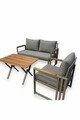 Set mobilier de gradina, Hanah Home, Fatsa 2+1+1, Metal, Gri