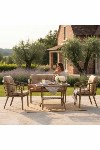 Set mobilier de gradina, Hanah Home, Manolya, ALUMINIU, Bej