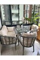 Set mobilier de gradina, Hanah Home, Manolya, ALUMINIU, Bej