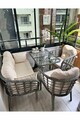 Set mobilier de gradina, Hanah Home, Manolya, ALUMINIU, Bej
