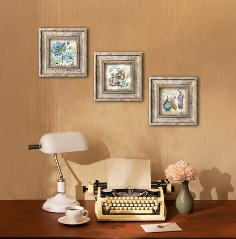 Tablou decorativ, Huhu319, MDF, 30 x 30 cm (3 bucăți), Multicolor