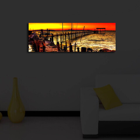 Tablou decorativ cu lumina LED, 3090İACT-46, PÂNZĂ DIN PIELE ÎNTOARSĂ, 30 x 90 cm, Multicolor