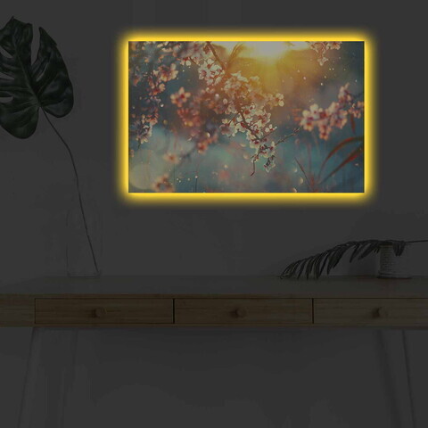 Tablou decorativ cu lumina LED, 4570DHDACT-167, PÂNZĂ DIN PIELE ÎNTOARSĂ, Dimensiune: 45 x 70 cm, Multicolor