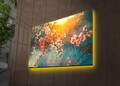 Tablou decorativ cu lumina LED, 4570DHDACT-167, PÂNZĂ DIN PIELE ÎNTOARSĂ, Dimensiune: 45 x 70 cm, Multicolor