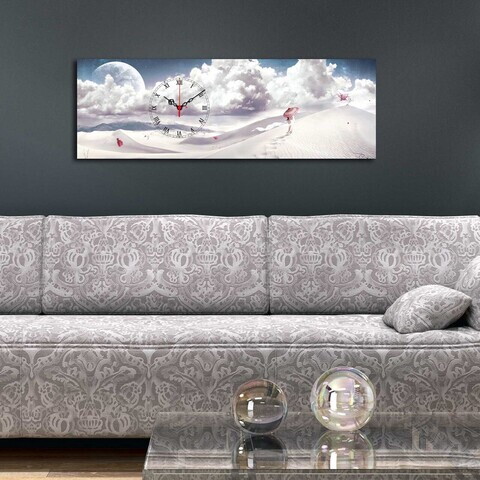 Ceas de perete, 3090CS-57, PÂNZĂ DIN PIELE ÎNTOARSĂ, 30 x 90 cm, Multicolor