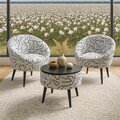 Set fotoliu cu aripioare și măsuță de cafea (3 Pieces), Atelier del Sofa, 251BLS1139, PAL, Alb/Negru