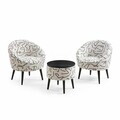 Set fotoliu cu aripioare și măsuță de cafea (3 Pieces), Atelier del Sofa, 251BLS1139, PAL, Alb/Negru