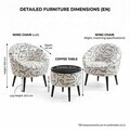 Set fotoliu cu aripioare și măsuță de cafea (3 Pieces), Atelier del Sofa, 251BLS1139, PAL, Alb/Negru