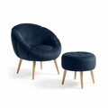 Set fotoliu cu aripioare și puf (2 Pieces), Atelier del Sofa, 251BLS1140, PAL, Antracit