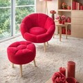 Set fotoliu cu aripioare și puf (2 Pieces), Atelier del Sofa, 251BLS1141, PAL, Fucsia