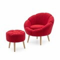Set fotoliu cu aripioare și puf (2 Pieces), Atelier del Sofa, 251BLS1141, PAL, Fucsia