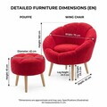 Set fotoliu cu aripioare și puf (2 Pieces), Atelier del Sofa, 251BLS1141, PAL, Fucsia