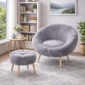 Set fotoliu cu aripioare și puf (2 Pieces), Atelier del Sofa, 251BLS1142, PAL, Gri