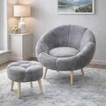 Set fotoliu cu aripioare și puf (2 Pieces), Atelier del Sofa, 251BLS1142, PAL, Gri