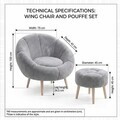 Set fotoliu cu aripioare și puf (2 Pieces), Atelier del Sofa, 251BLS1142, PAL, Gri