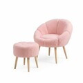Set fotoliu cu aripioare și puf (2 Pieces), Atelier del Sofa, 251BLS1143, PAL, Roz